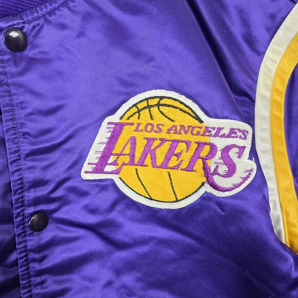 Vtg 80's Los Angeles Lakers Satin Starter Jacket Size Large W/ Anti-Gang Patches - Picture 4 of 14
